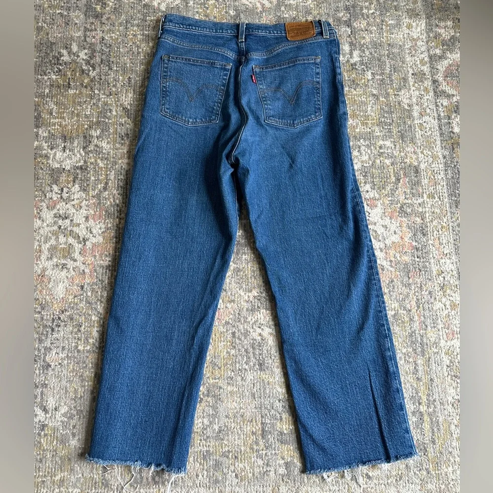 Levi’s Ribcage Straight Blue Jeans Ankle Size 31 High Rise Cropped Denim - Picture 5 of 11